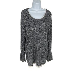 Lane Bryant Womens Black & White Knit Sweater With Flared Cuffs Size 22/24